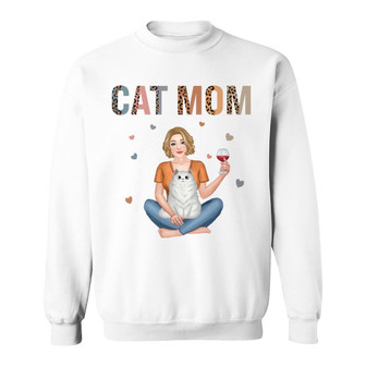 Cat Mom Colorful Leopard Pretty Girl Custom Sweatshirt - Thegiftio UK