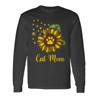 Cat Mom Dog Mom Sunflower Leopard Custom Long Sleeve Shirt - Thegiftio UK