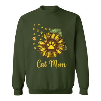 Cat Mom Dog Mom Sunflower Leopard Custom Sweatshirt - Thegiftio UK