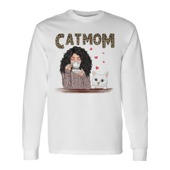 Cat Mom Pattern Personalized Long Sleeve Shirt - Gift for Cat Lovers - Thegiftio UK