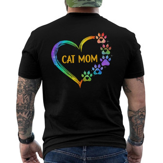 Cat Mom Paw Hearts Personalized Back Print T-Shirt - Gift for Cat Moms - Thegiftio UK