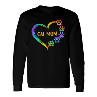 Cat Mom Paw Hearts Personalized Long Sleeve Shirt - Gift for Cat Moms - Thegiftio UK