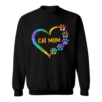 Cat Mom Paw Hearts Personalized Sweatshirt - Gift for Cat Moms - Thegiftio UK