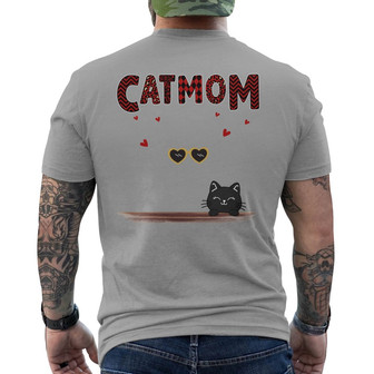 Cat Mom Red Patterned Chibi Custom Back Print T-Shirt - Gift for Mom - Thegiftio UK
