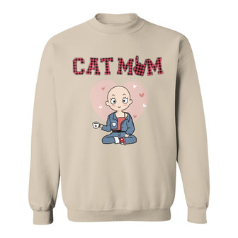 Cat Mom Red Plaid Chibi Girl Custom Sweatshirt - Gift for Mom - Thegiftio UK