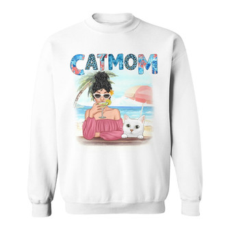 Cat Mom Summer Pattern Custom Sweatshirt - Gift for Cat Moms - Thegiftio UK