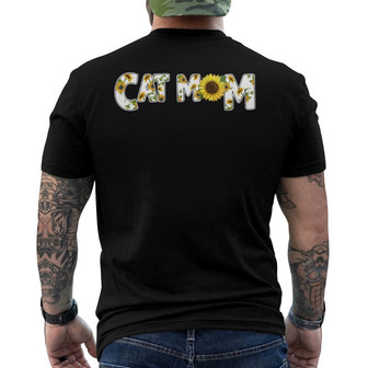 Cat Mom Sunflower Slogan Personalized Back Print T-Shirt - Gift for Mom - Thegiftio UK