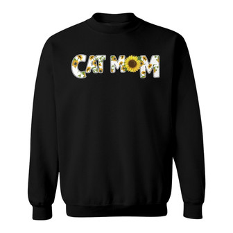 Cat Mom Sunflower Slogan Personalized Sweatshirt - Gift for Mom - Thegiftio UK