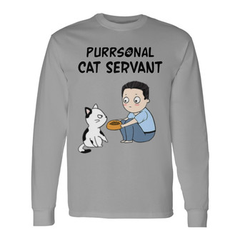 Cat Purrsonal Servant Chibi Boy Custom Long Sleeve Shirt - Thegiftio UK
