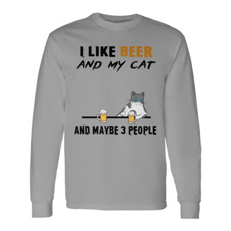 Cats Beer Maybe 3 People Custom Long Sleeve Shirt - Cat Lovers Gift - Thegiftio UK