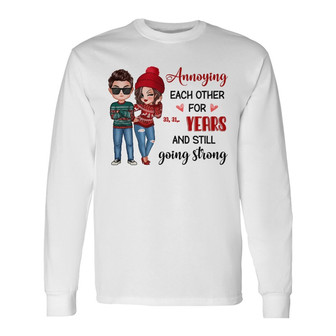 Chibi Couple Annoying Each Other Custom Long Sleeve Shirt - Thegiftio UK