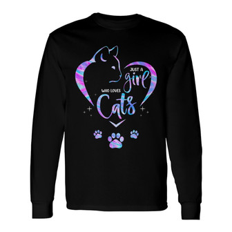Colorful Cat Lovers Heart Paw Custom Long Sleeve Shirt - Gift for Cats - Thegiftio UK