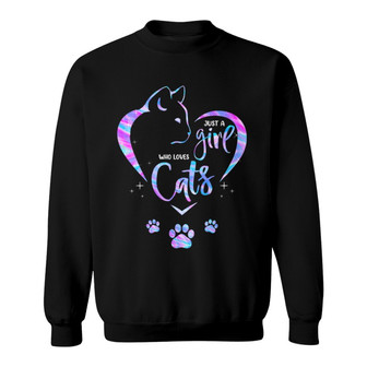 Colorful Cat Lovers Heart Paw Custom Sweatshirt - Gift for Cats - Thegiftio UK