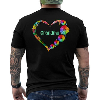Colorful Daisy Heart Grandma Custom Back Print T-Shirt - Gift for Mom - Thegiftio UK