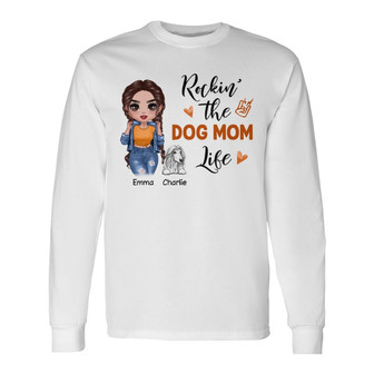 Cool Doll Girl Rockin' Dog Mom Life Custom Long Sleeve Shirt - Gift - Thegiftio UK