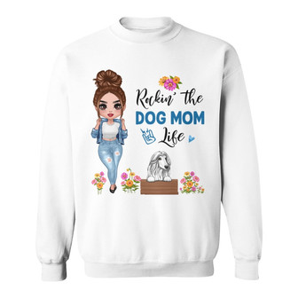 Cool Doll Rockin' The Dog Mom Life Custom Sweatshirt - Gift - Thegiftio UK