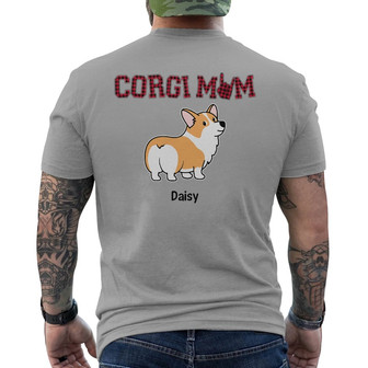 Corgi Mom Red Plaid Personalized Back Print T-Shirt - Gift for Dog Moms - Thegiftio UK