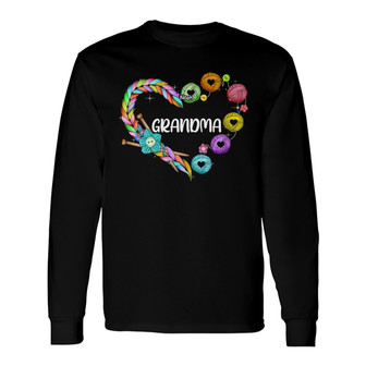 Crochet Grandma Heart Custom Long Sleeve Shirt - Gift for Grandma - Thegiftio UK