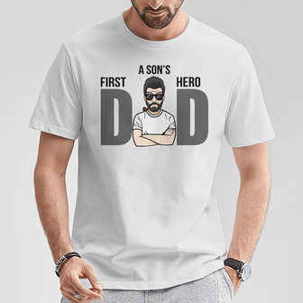 Dad Custom T-Shirt - Son's First Hero, Daughter's Love - Thegiftio UK