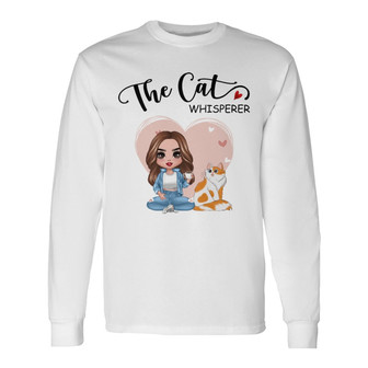 Denim Doll Girl The Cat Whisperer Custom Long Sleeve Shirt - Cat Gift - Thegiftio UK