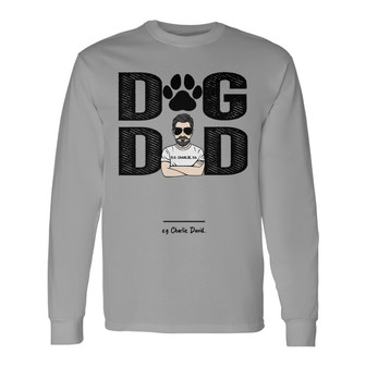 Dog Dad Man & Peeking Dog Custom Long Sleeve Shirt - Gift for Dad - Thegiftio UK