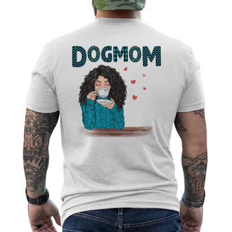 Dog Mom Blue Patterned Custom Back Print T-Shirt - Gift for Dog Moms - Thegiftio UK