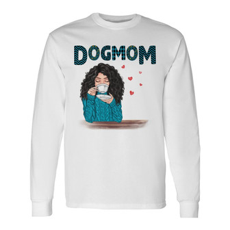 Dog Mom Blue Patterned Custom Long Sleeve Shirt - Gift for Dog Moms - Thegiftio UK