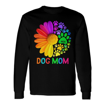 Dog Mom Half Colorful Daisy Flower Custom Long Sleeve Shirt - Gift - Thegiftio UK