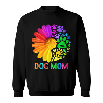Dog Mom Half Colorful Daisy Flower Custom Sweatshirt - Gift - Thegiftio UK