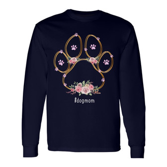 Dog Mom Paw Floral Personalized Long Sleeve Shirt - Gift for Dog Mom - Thegiftio UK