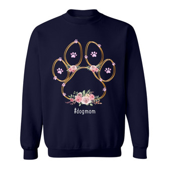 Dog Mom Paw Floral Personalized Sweatshirt - Gift for Dog Mom - Thegiftio UK