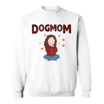 Dog Mom Red Pattern Chibi Girl Custom Sweatshirt - Gift for Mom - Thegiftio UK