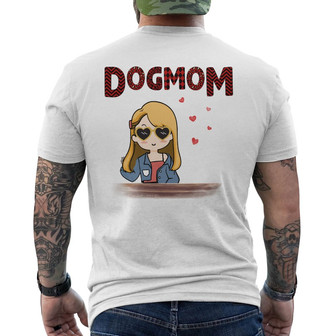 Dog Mom Red Patterned Chibi Girl Custom Back Print T-Shirt - Thegiftio UK
