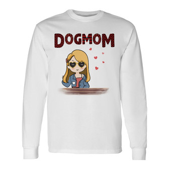 Dog Mom Red Patterned Chibi Girl Custom Long Sleeve Shirt - Thegiftio UK