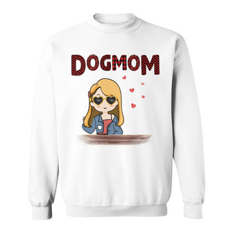 Dog Mom Red Patterned Chibi Girl Custom Sweatshirt - Thegiftio UK