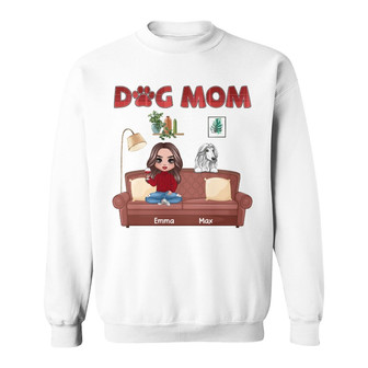 Dog Mom Sitting On Chair Custom Sweatshirt - Gift for Dog Moms - Thegiftio UK