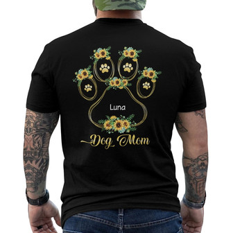 Dog Mom Sunflower Outline Custom Back Print T-Shirt - Gift for Dog Moms - Thegiftio UK