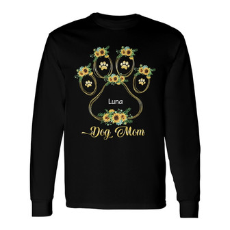 Dog Mom Sunflower Outline Custom Long Sleeve Shirt - Gift for Dog Moms - Thegiftio UK