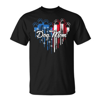 Dog Mom US Flag Custom T-Shirt - Gift for Dog Lovers - Thegiftio UK
