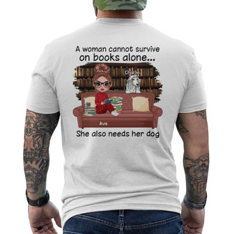 Doll Girl Reading Books Custom Back Print T-Shirt - Gift for Dog Lovers - Thegiftio UK