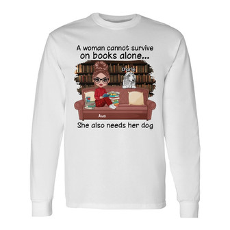 Doll Girl Reading Books Custom Long Sleeve Shirt - Gift for Dog Lovers - Thegiftio UK