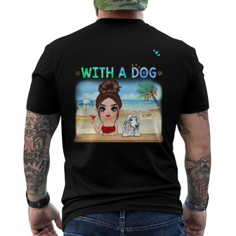 Doll Summer Woman And Dog At Beach Custom Back Print T-Shirt - Gift - Thegiftio UK