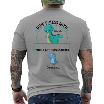 Don’t Mess With Grandmasaurus Custom Back Print T-Shirt - Grandma Gift - Thegiftio UK