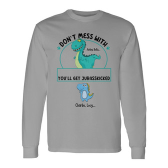 Don’t Mess With Grandmasaurus Custom Long Sleeve Shirt - Grandma Gift - Thegiftio UK