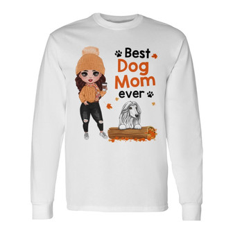 Fall Season Dog Mom Doll Girl Custom Long Sleeve Shirt - Gift for Mom - Thegiftio UK