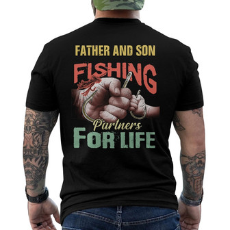 Father & Son Fishing Partners Custom Back Print T-Shirt - Gift for Dad - Thegiftio UK