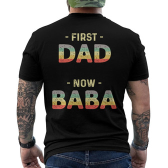 First Dad Now Grandpa Retro Custom Back Print T-Shirt - Gift for Dad - Thegiftio UK