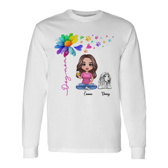 Flying Hearts Paw Colorful Flower Custom Long Sleeve Shirt - Dog Gift - Thegiftio UK