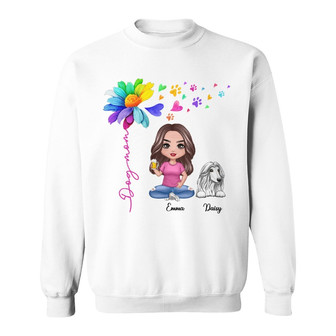 Flying Hearts Paw Colorful Flower Custom Sweatshirt - Dog Gift - Thegiftio UK