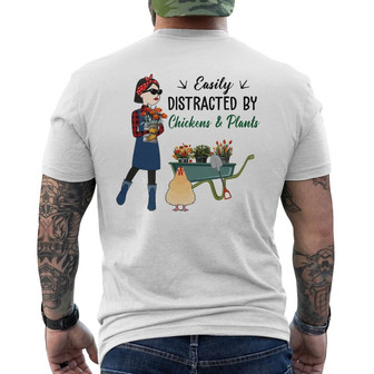 Gardening With Chicken Stick Lady Custom Back Print T-Shirt - Thegiftio UK